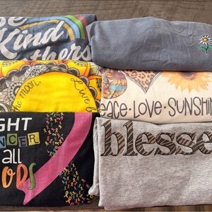 6 Graphic Print T-shirt Set- Medium